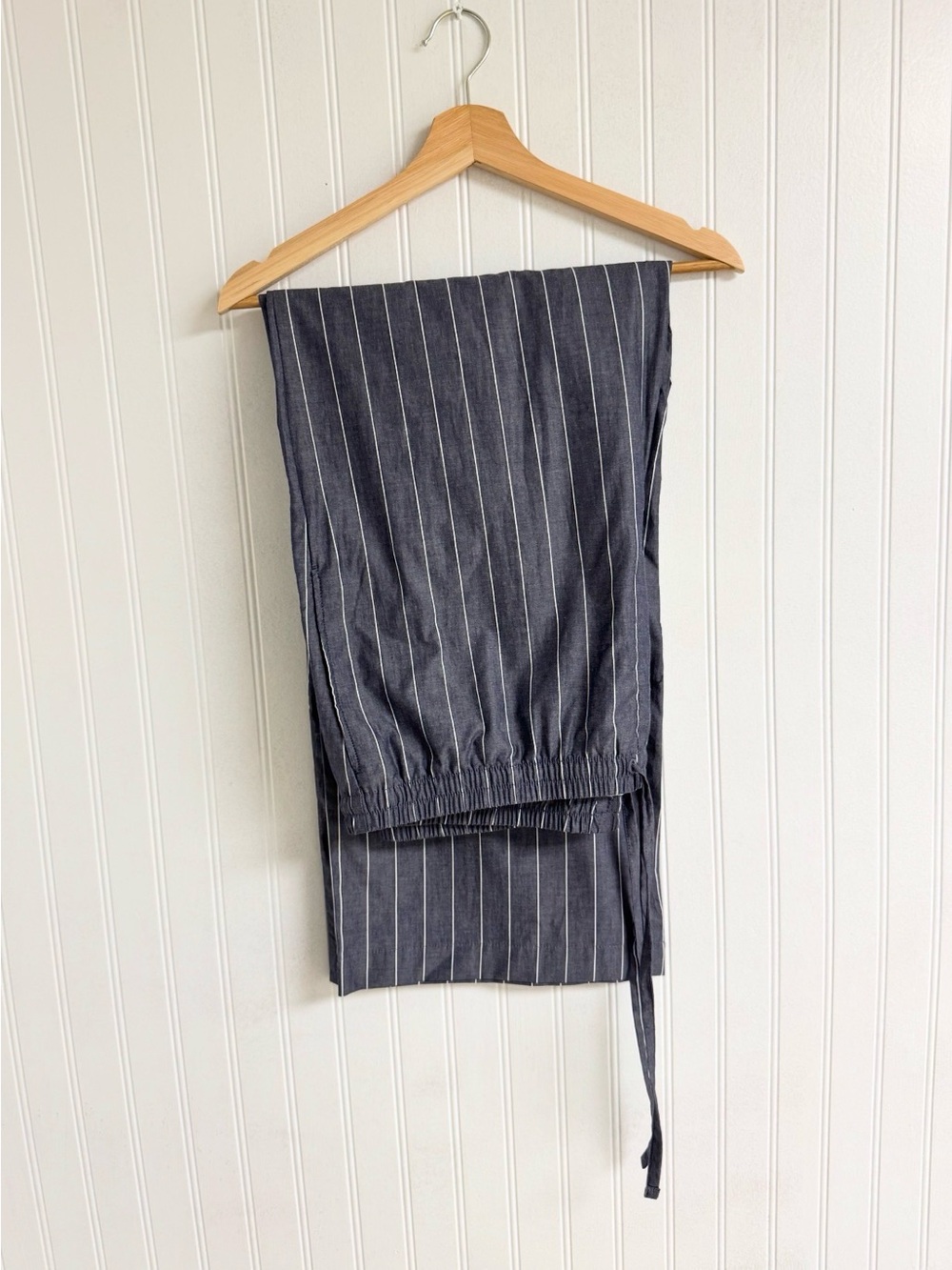 H&M Charcoal Pinstripe Midi Skirt with Drawstring